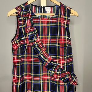 JCrew Tartan Shell with Ruffle - Size 6